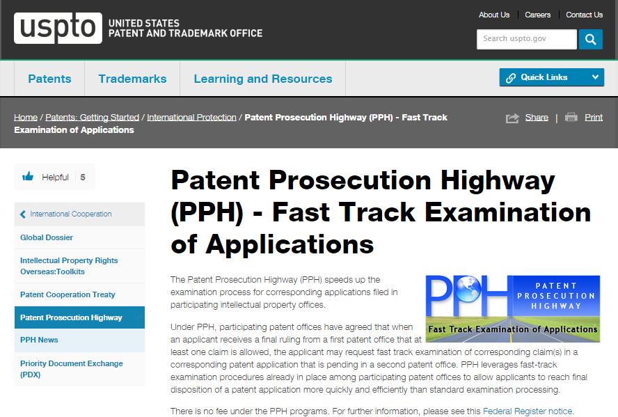 PPH Web Site for Global / IP5 PPH and Other PPH Forms http://www.uspto.