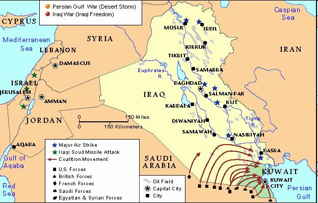 4 continued Middle East Trouble Spots The Persian Gulf War Iran-Iraq War leaves Saddam Hussein with great war debt - 1990, invades Kuwait to take its oil, also moved towards Saudi Arabia, threatens U.