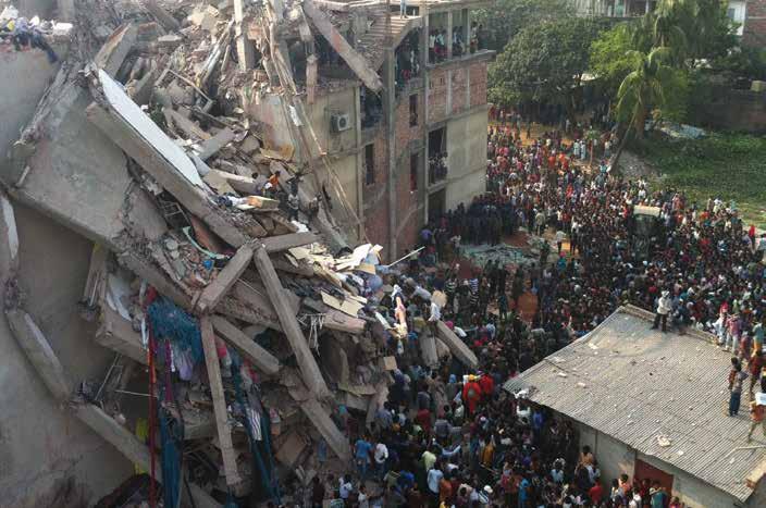 Photo: International Labor Rights Forum February 6, 2016 Almost three years after Rana Plaza, the Canadian delegation could still find Joe Fresh labels in the rubble of the collapsed building, a grim
