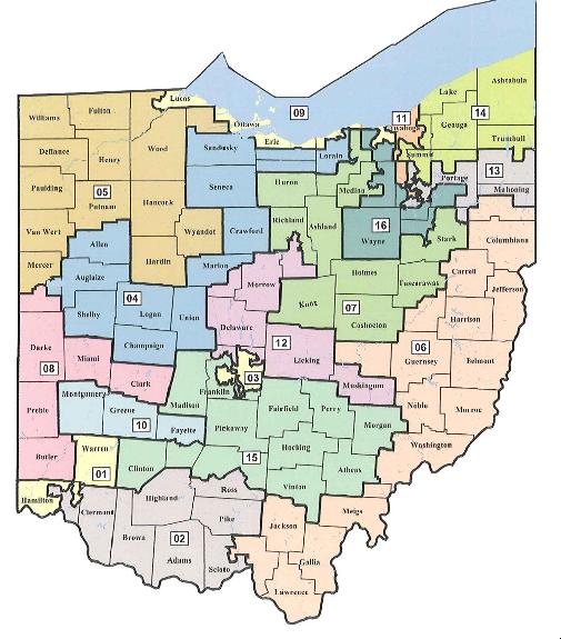 Ohio s Congressional Districts: 20012-2020 7 of Ohio s counties are split up among 3 or more districts, with