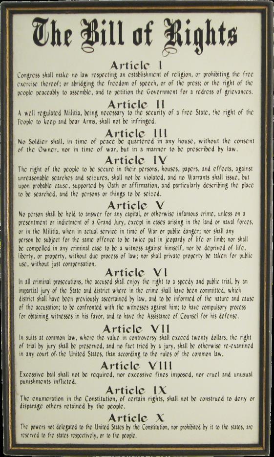 The first ten amendments to the