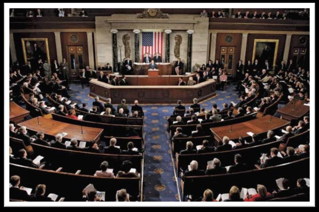 The United States Government The Constitution of the United States organized the American Congress with two houses: the Senate and the House of Representatives. Two senators represent each state.