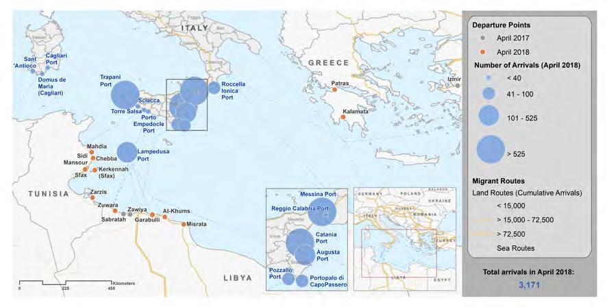 Map 2 Main departure points from Libya and landing points in Italy (January - ) Relocations As of 3 April, a total of 12,689 migrants were relocated from Italy. In April, 131 departures took place.