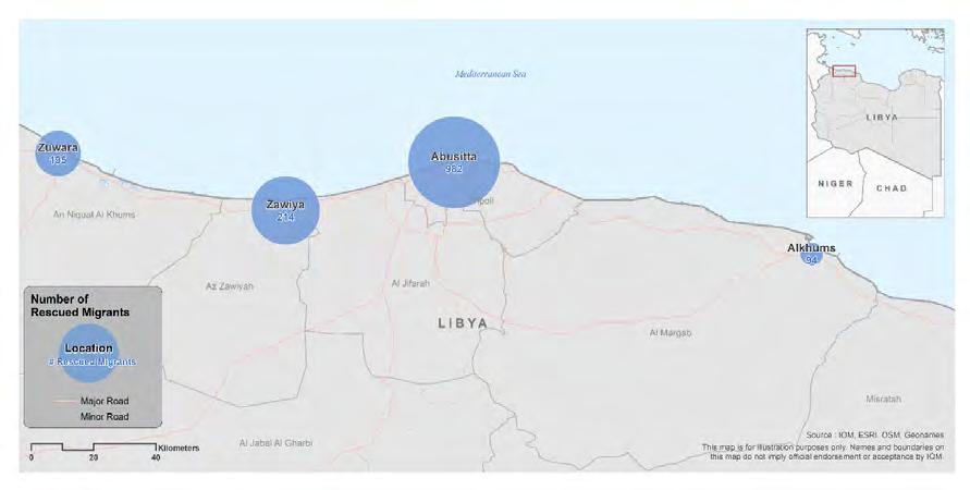 CENTRAL MEDITERRANEAN NIGER LIBYA Developments during the reporting period Between January and, the Libyan Coast Guard carried out 47 rescue operations during which they rescued 4,964 migrants and