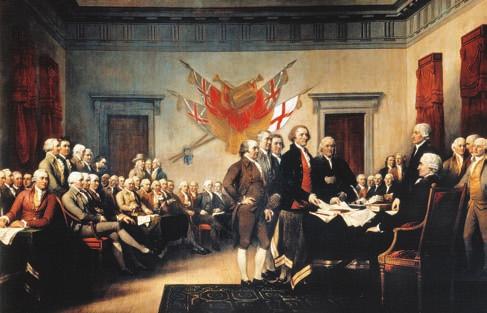 Declaration of Independence in Congress, at the Independence Hall, Philadelphia, July 4, 1776 (1819), John Trumbull. Oil on canvas. The Granger Collection, New York.