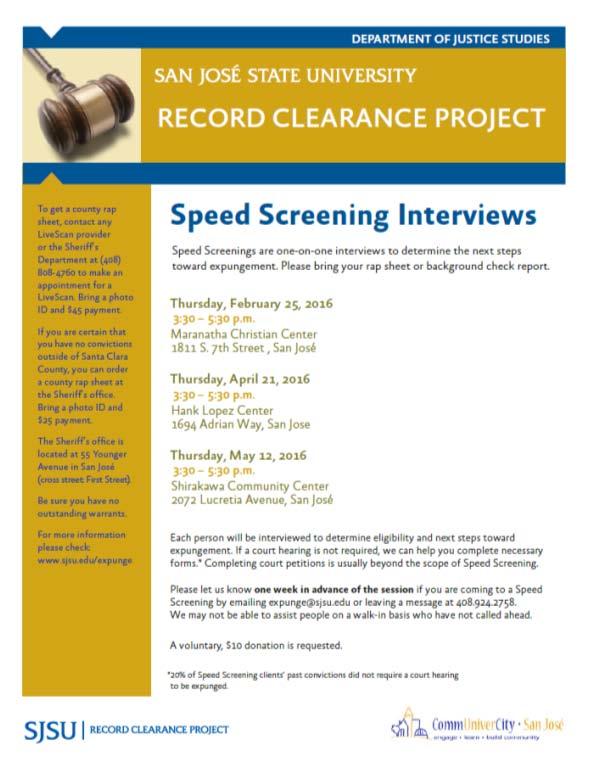 How to find out what s on a rap sheet Speed Screenings Thursdays 3:30 5:30 PM February 25 April 21 May 12 23 What can employers learn about