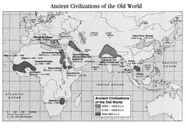 curately supports the map? a. Ancient societies developed far away from each other to prevent cultural diffusion. b.