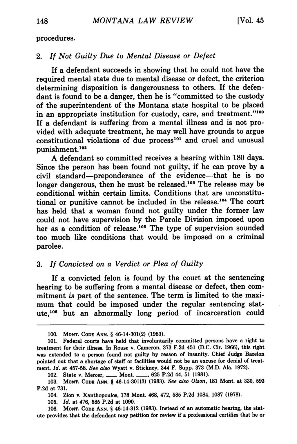 Montana Law Review, Vol. 45 [1984], Iss. 1, Art. 6 MONTANA LAW REVIEW [Vol. 45 procedures. 2.