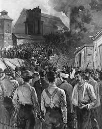 Homestead Strike involved iron- and steelworkers at the Carnegie Steel plant in Homestead, Pennsylvania manager, Henry Frick, in charge hired 300 private guards from the Pinkerton Agency Strikers