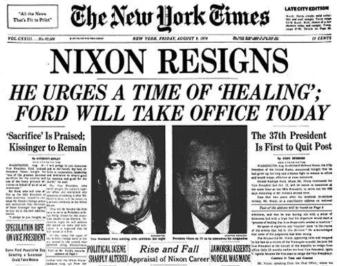 WATERGATE RESULTS President Nixon tried to cover up the break-in. Before being impeached President Nixon resigns from being President.