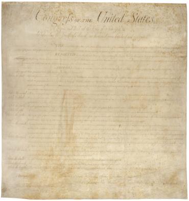 Day 7 - The Bill of Rights: A Transcription The following text is a transcription of the first ten amendments to the Constitution in their original form.