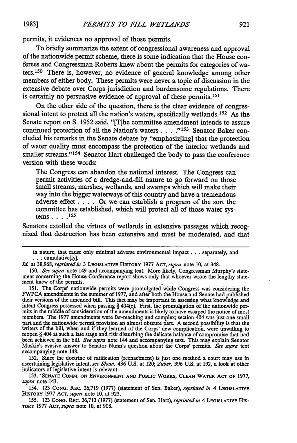 1983] PERMITS TO FILL WETLANDS permits, it evidences no approval of those permits.