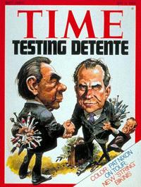 Détente, a French word meaning release from tension, is the name given to a period of improved relations between the United States and the Soviet Union that began tentatively in 1971.