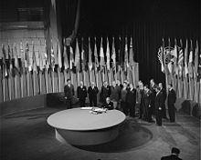 to establish a new peacekeeping body After two months of debating, on June 26, 1945, the delegates signed the charter