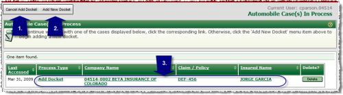 Add Docket 11 Case In Process Choices To delete a case in process and remove it from the list: 1. Click the Delete button located in the "Delete?" column. 2.