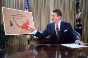 Reagan s economic legacy Tax cuts and increased military spending created lost revenue of $200 billion per year. National debt tripled from about 1 billion in 1980 to about $3 billion in 1988.