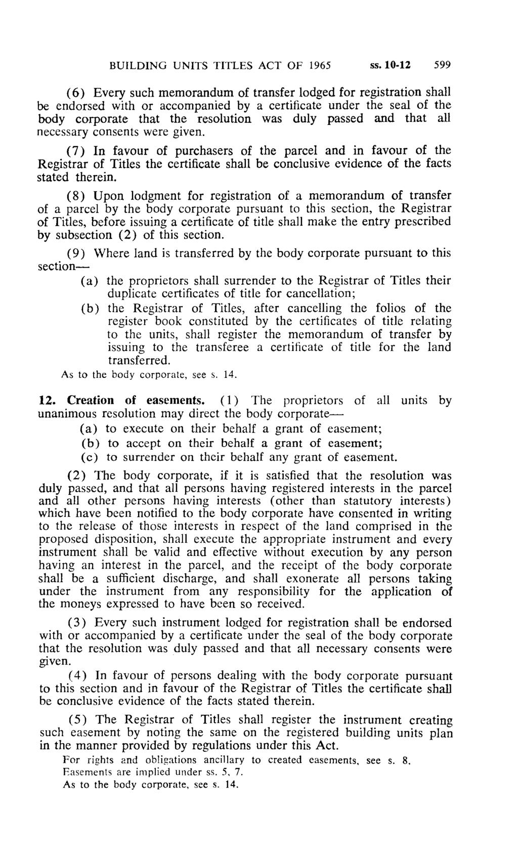 BUILDING UNITS TITLES ACT OF 1965 ss.