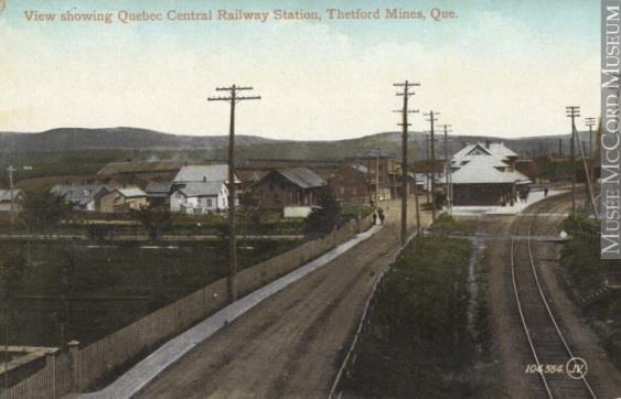 Railway lines close to Thetford Mines. Thetford Mines, Quebec. 1930 Source: McCord Museum Online Collection.