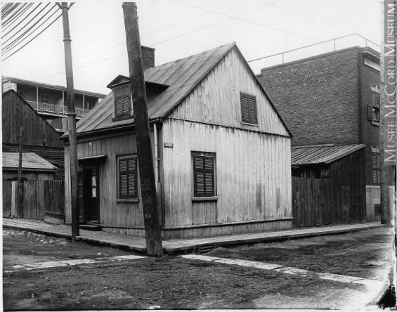 Photograph of a working class home in Montreal, corner of Barré and Aqueduct Streets - 1903