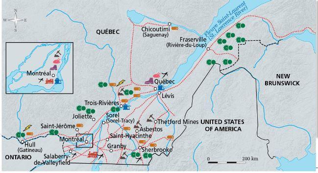Map of Industrial Activity in Quebec Around 1910 Source: Fortin, S., Lapointe, D.