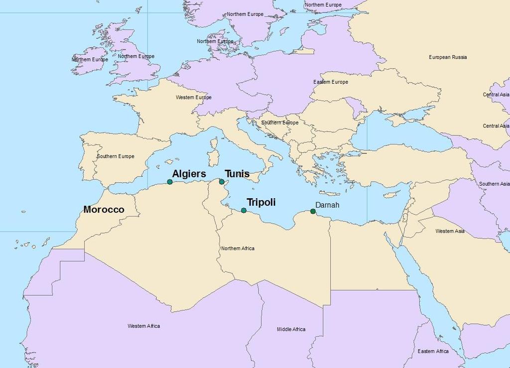 Area where the Barbary Wars were