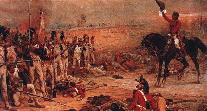 Battle of Waterloo June 1815, British troops, aided