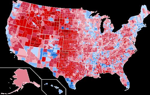 2000 Presidential Electoral Map by County Notice the light blue/light red