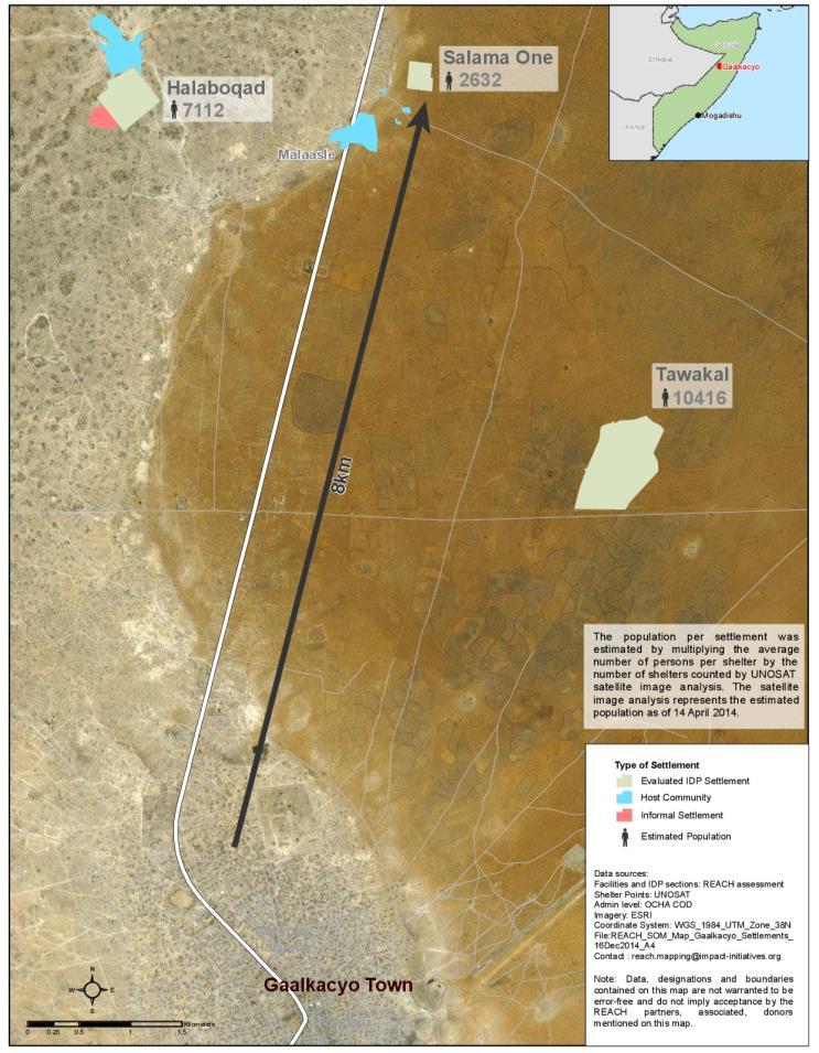 BACKGROUND Map 1: IDP Settlements Evaluated Gaalkacyo is the capital of the north-central Mudug region of Somalia.