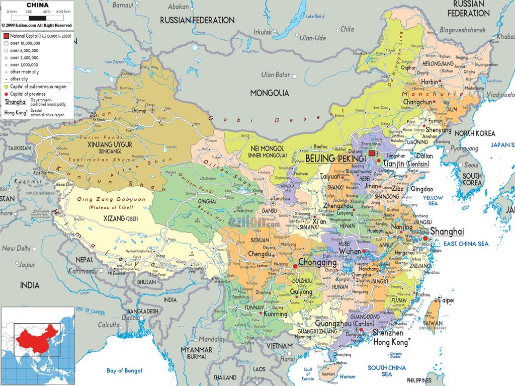 China (http://www.ezilon.com/maps/asia/china-maps.