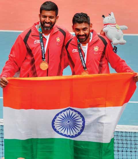 T op seeds Rohan Bopanna and Divij Sharan notched up their maiden men's doubles Gold medal at the Asian Games tennis competition, dominating the final clash with a thoroughly clinical performance