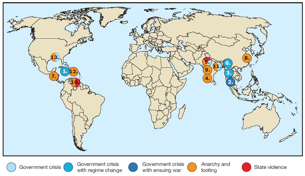 Storm and flood disasters with destabilizing and conflict-inducing consequences Source: Carius et
