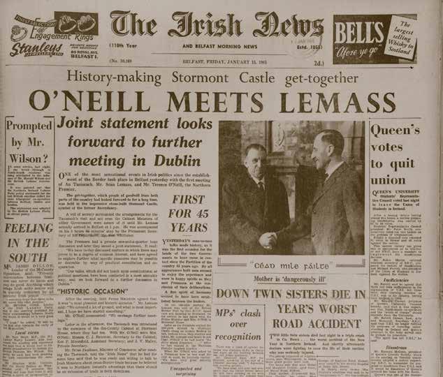 Mr Seán Lemass, Taoiseach (prime minister) of the Republic of Ireland, meeting Captain Terence O Neill, Prime