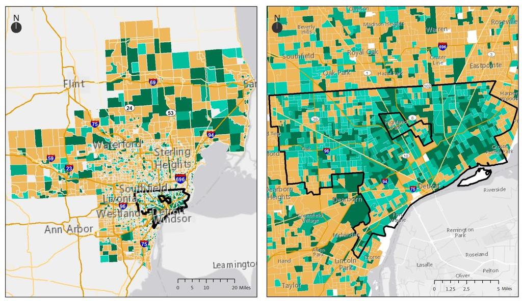 An Equity Profile of the City of Detroit PolicyLink and PERE 26 Demographics Growth in communities of color are more likely to be found outside of the city s boundaries Mapping the growth in people