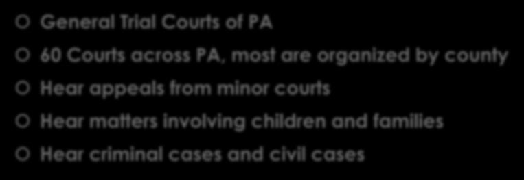 Courts of Common Pleas General Trial Courts of PA 60