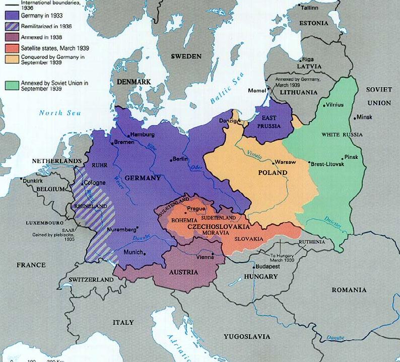 III. Rise of Nazi Germany (con t) D. Hitler claimed that Germany had a right to expand to the east. E.