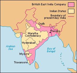 European interests in India began in 16 th century when trading posts & colonies were established there The British East India
