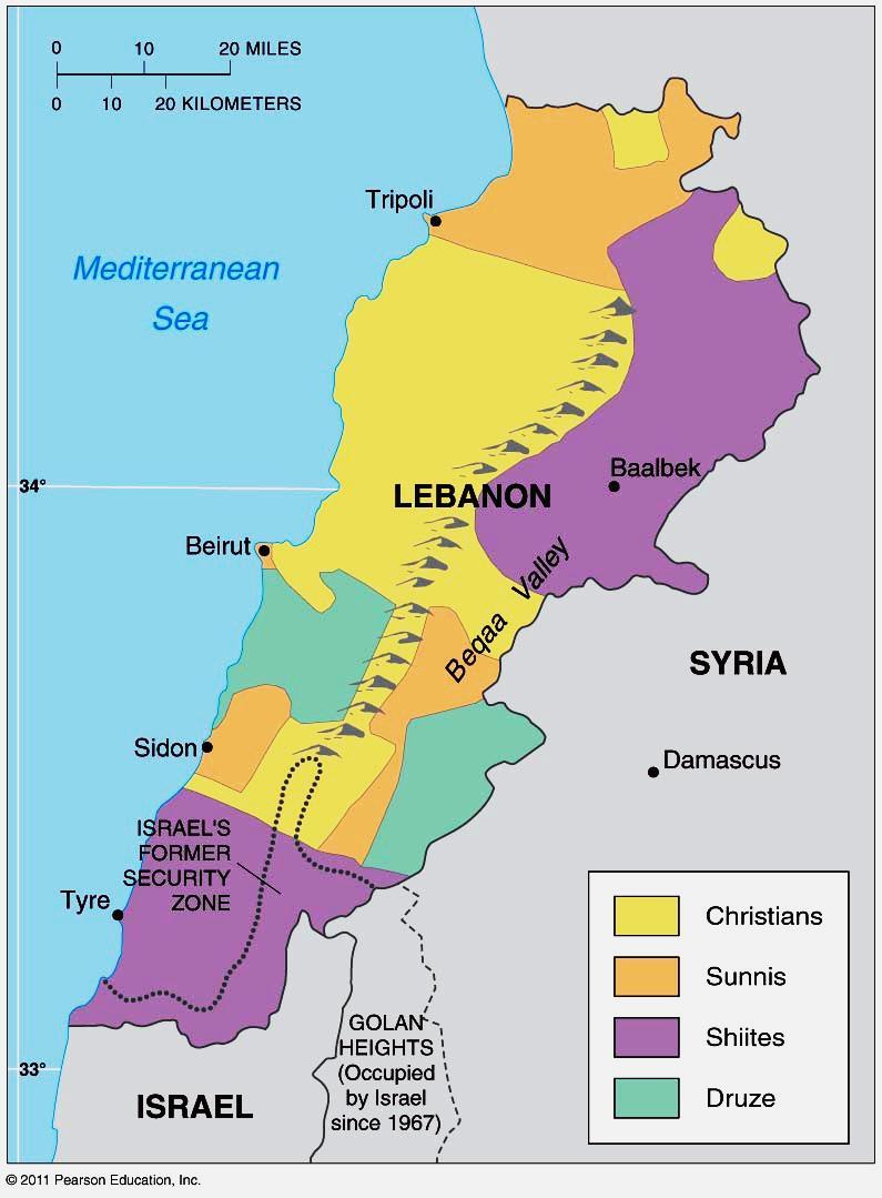Ethnicities compete to dominate states Lebanon = religious
