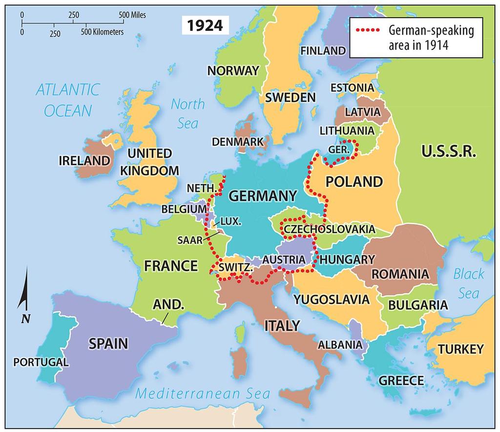 Europe, 1924 Figure 8-11: After World War I, the