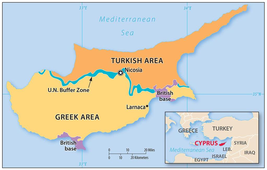 Ethnic Cultural Boundary: Cyprus Figure 8-27: Cyprus is divided between