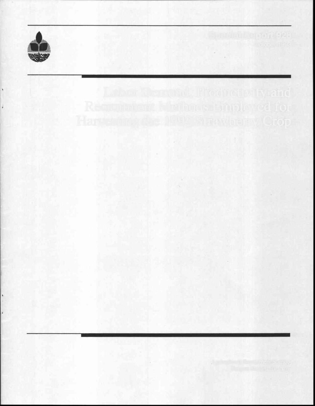 Special Report 928 October 1993 Labor Demand,