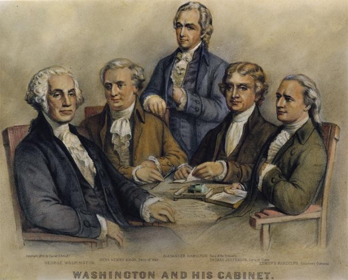 New Government- Washington s Presidency (1789-1797) Great Experiment- US first democracy/republic Cabinet- advises President (these two have the most influence with Washington) Sec.