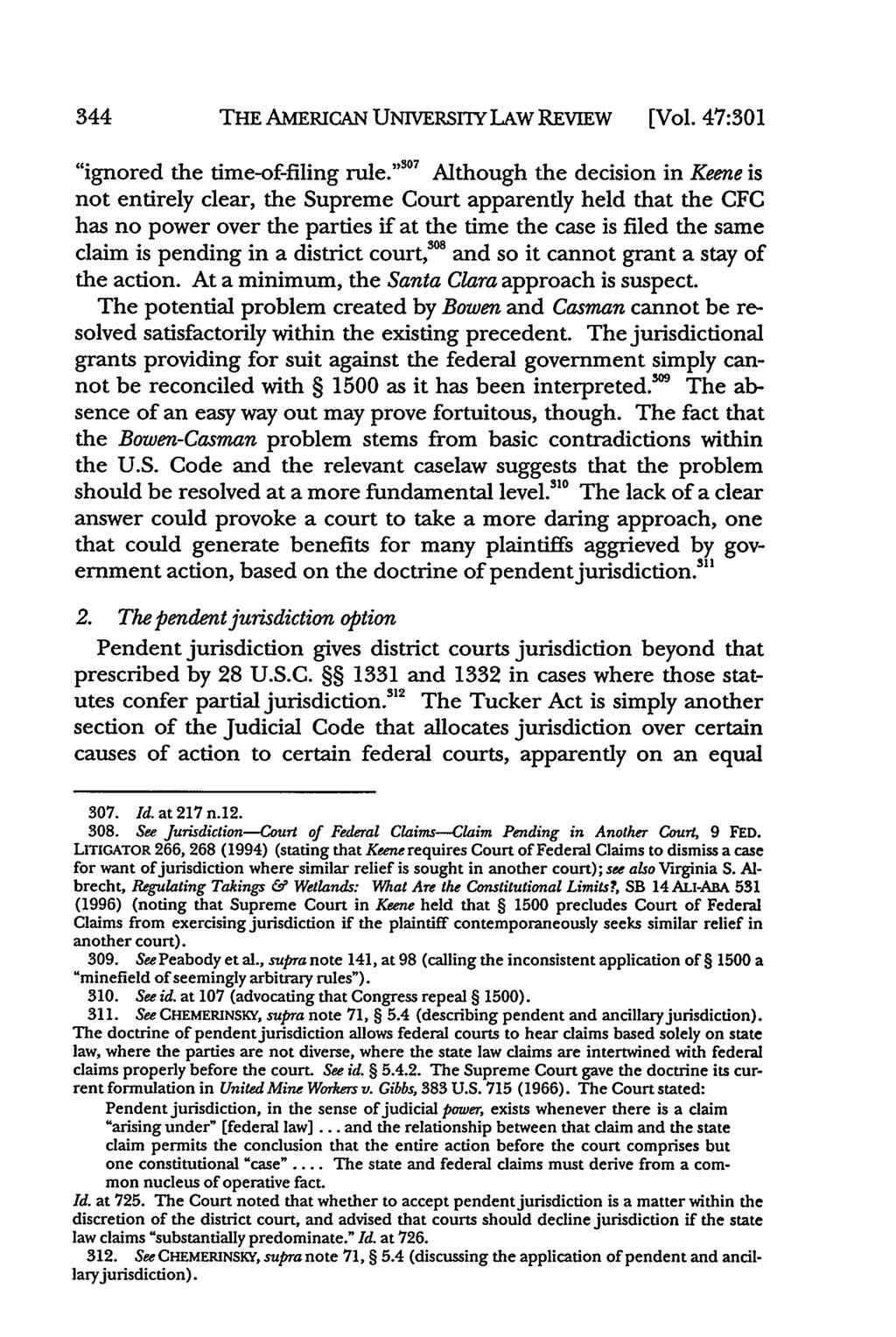 344 THE AMERICAN UNIVERSrIY LAw REvIEw [Vol. 47:301 "ignored the time-of-filing rule.