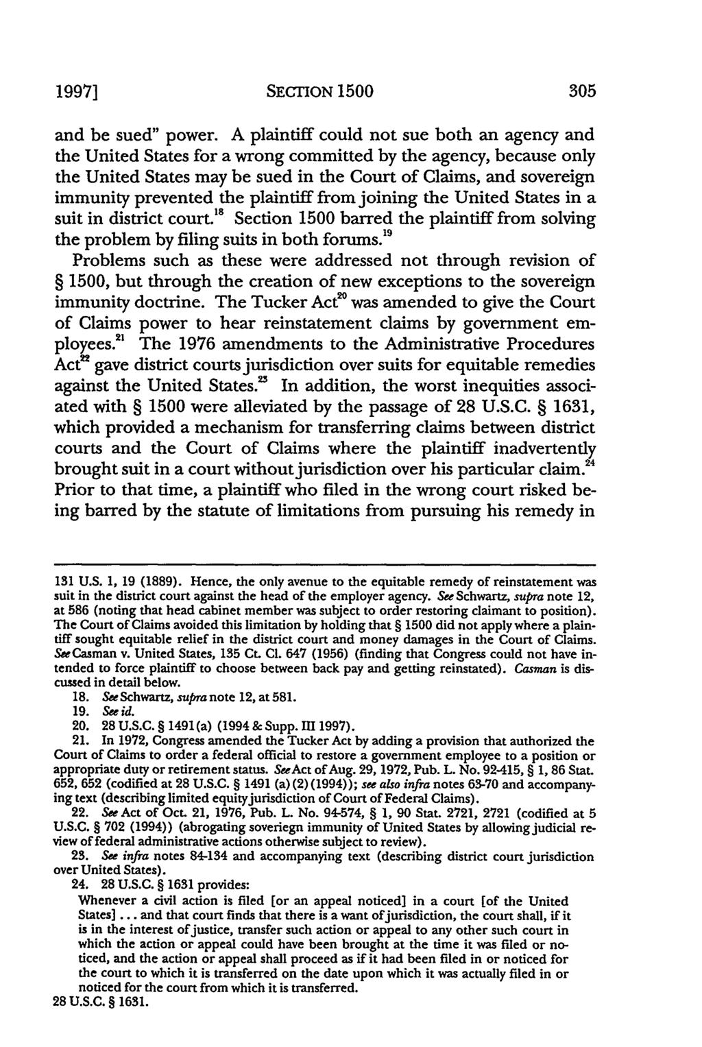 1997] SECTION 1500 and be sued" power.