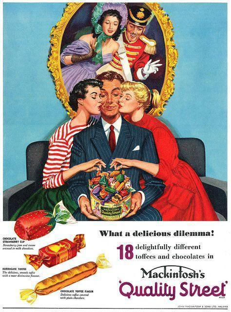 4. Print Adverts Quality Street (1950s) Neil Baylis / Alamy Stock Photo CHOCOLATE STRAWBERRY CUP Strawberry jam and cream encased in milk chocolate.