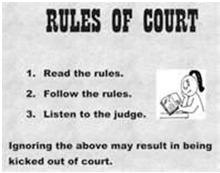 INFORMING PATRONS OF THE RULES OF COURT DECORUM Prominent Posting of Rules Enclosures Signed Endorsements?