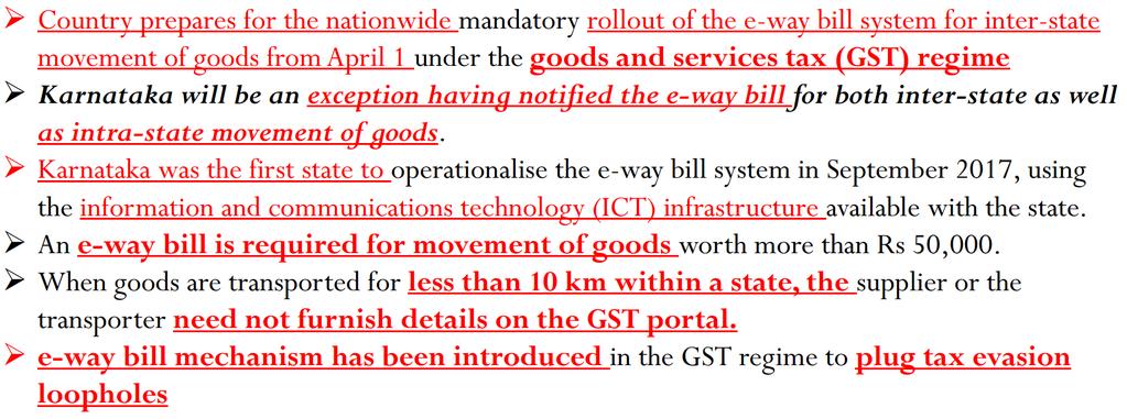 Continue As the GST e way bill system is