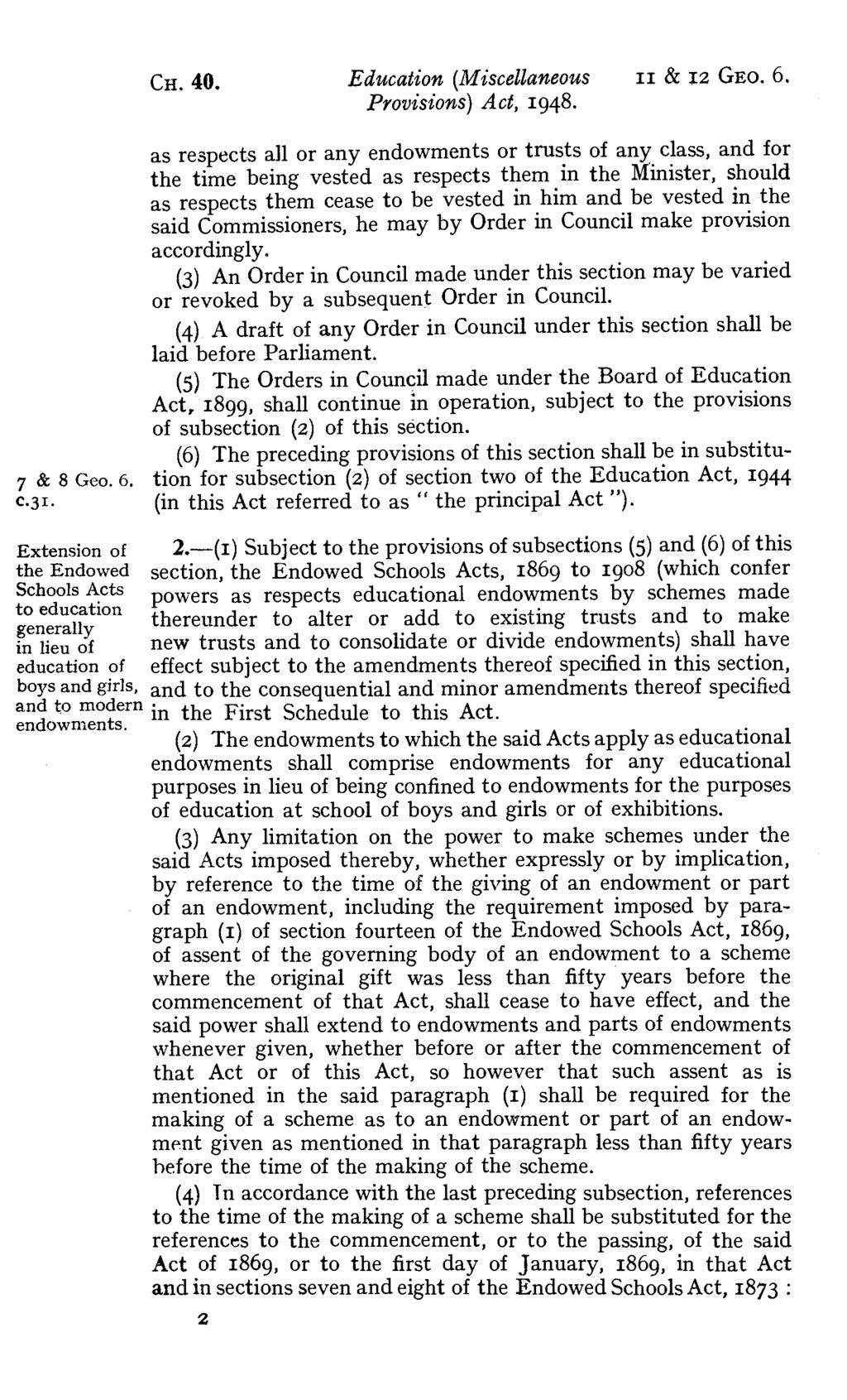 CH. 40. Education (Miscellaneous ii & 12 GEO. 6.