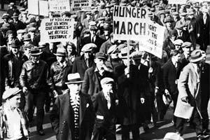 Hunger Marches January 1931, around 500 men and women in Oklahoma City, shouting angrily about hunger and joblessness broke into a grocery stores and looted it.