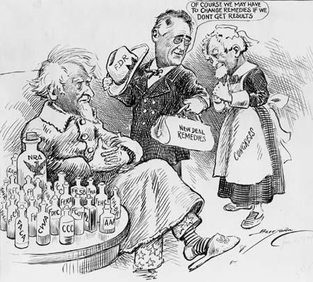Purposes of the New Deal Shortly after taking office, Roosevelt explained to the American people that his New Deal program would seek to deliver relief, recovery, and reform the so called 3 Rs