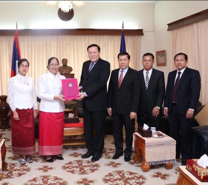 On 31 July 2018, the Representative of the Cambodian Red Cross presents a donation of funds worth US$50,000 to H.E Mr.